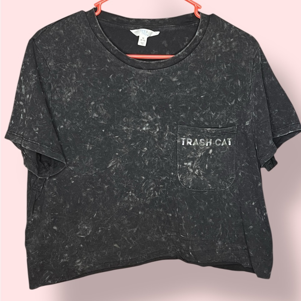 TRASH⚡️CAT🖤GG SCUM HERE I COME🖤CROPPED MARBLE TEE